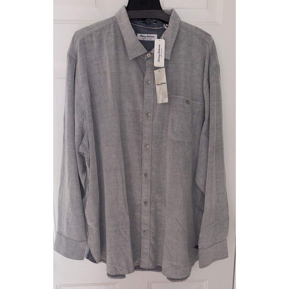 Tommy Bahama‎ Coastline Cord ST325326 3XL Zinc Gray Solid Button Down New - Picture 2 of 7